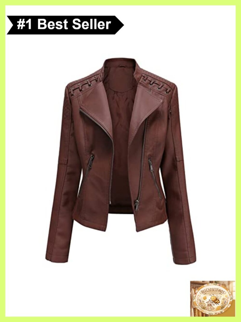 Faux Leather Moto Jacket Short PU Biker Coat with Pockets Asymmetrical Zip